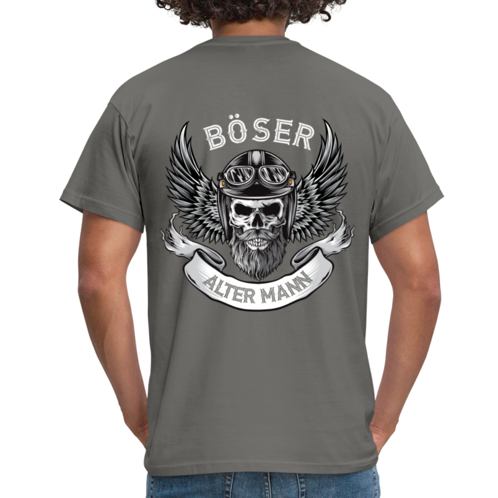 Biker Motorrad Totenkopf Böser Alter Mann Rückendruck T-Shirt - Graphit