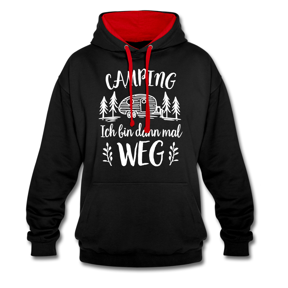 Camping Womo Wohnmobil Ich Bin Dann Mal Weg Kontrast-Hoodie - Schwarz/Rot