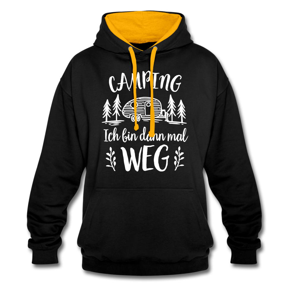 Camping Womo Wohnmobil Ich Bin Dann Mal Weg Kontrast-Hoodie - Schwarz/Gold
