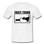 Hund Jagt Katze Fast Food Lustiges T-Shirt - Weiß