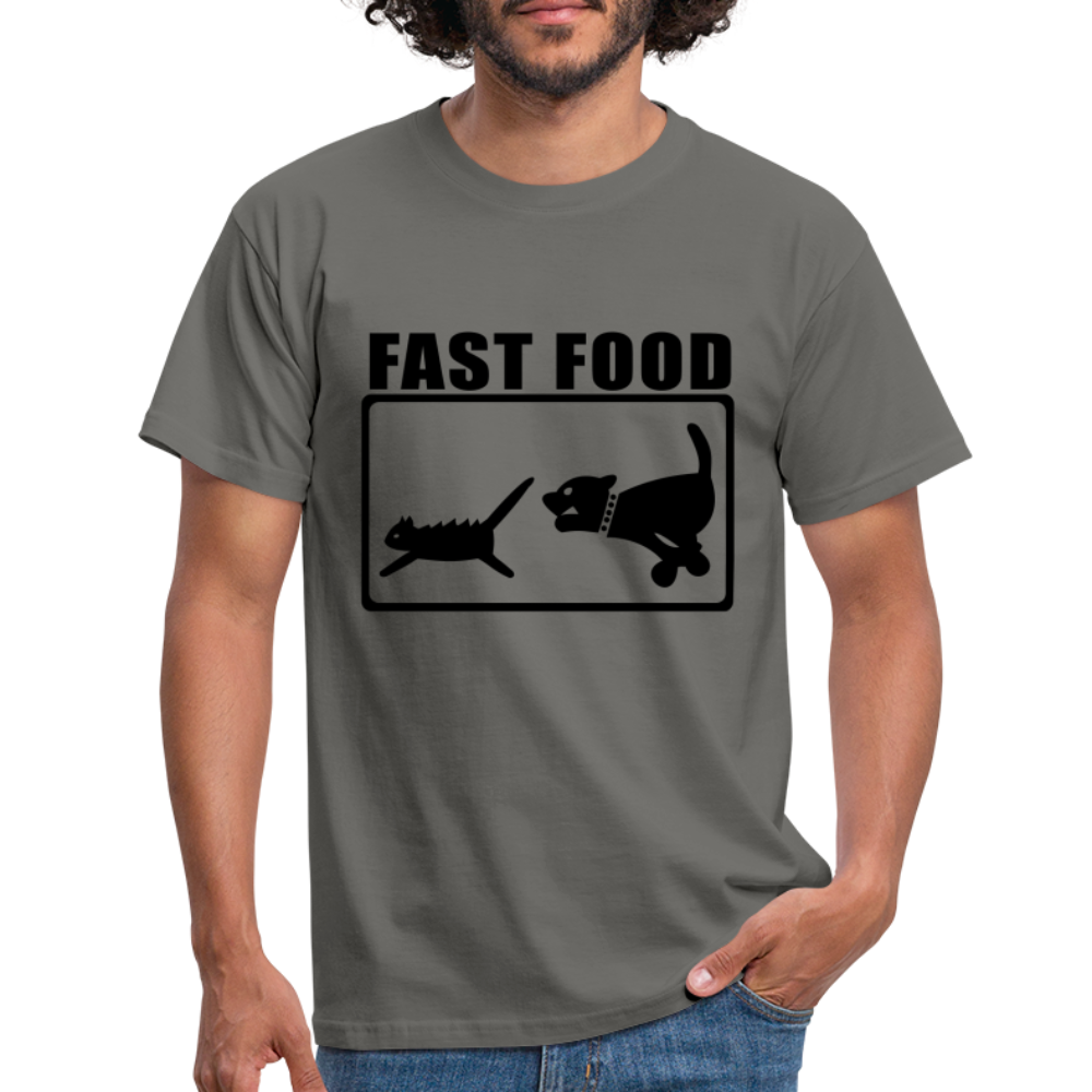 Hund Jagt Katze Fast Food Lustiges T-Shirt - Graphit