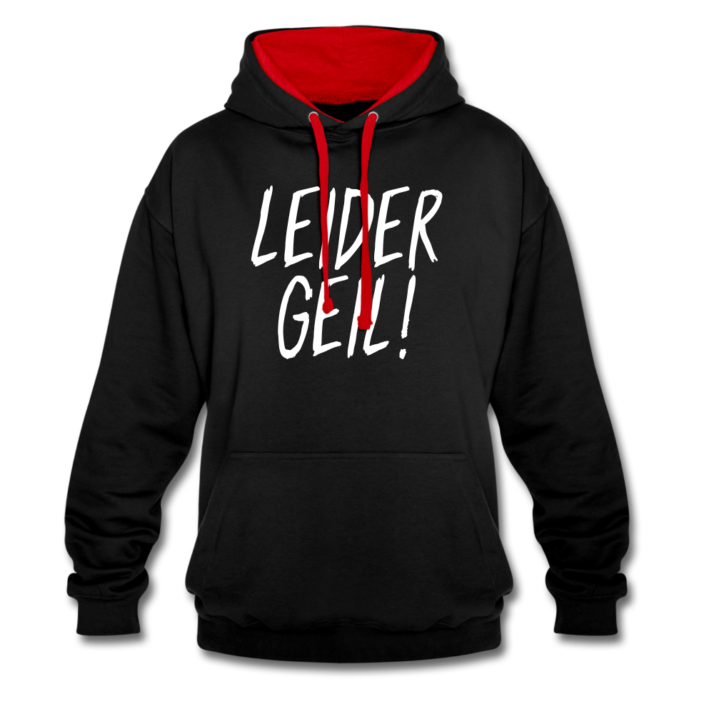 Leider Geil Lustiger Kontrast-Hoodie - Schwarz/Rot