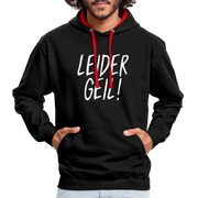 Leider Geil Lustiger Kontrast-Hoodie - Schwarz/Rot