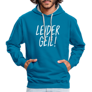 Leider Geil Lustiger Kontrast-Hoodie - Pfauenblau/Grau meliert