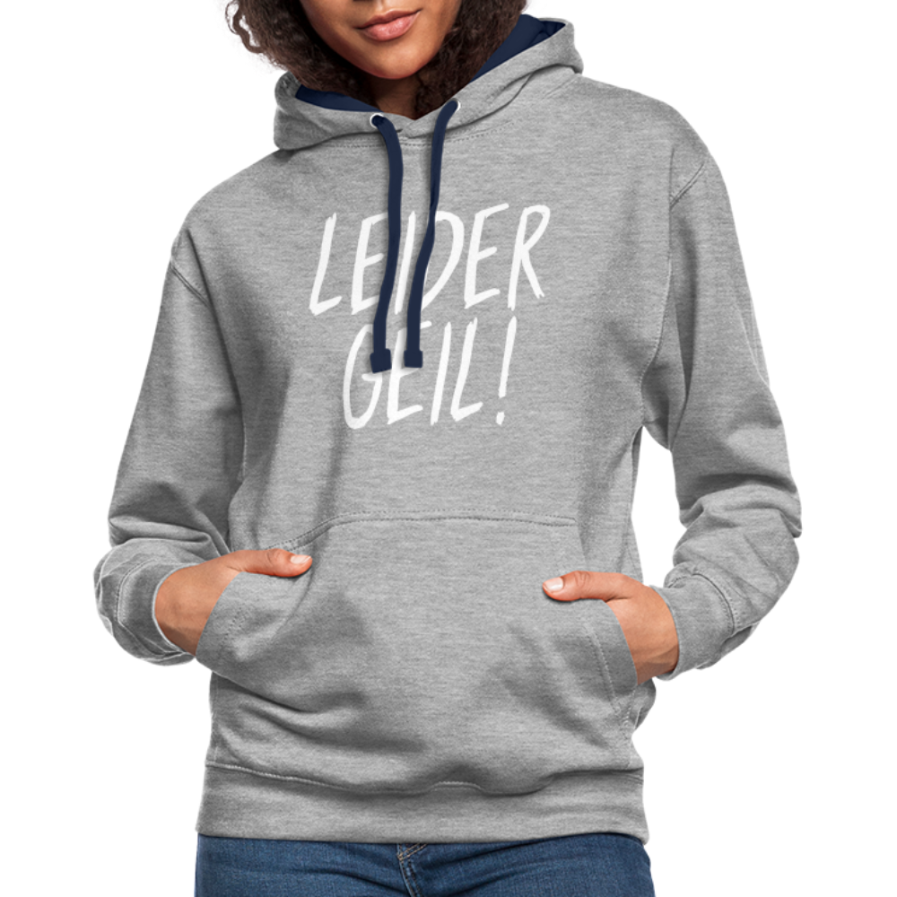 Leider Geil Lustiger Kontrast-Hoodie - Grau meliert/Navy