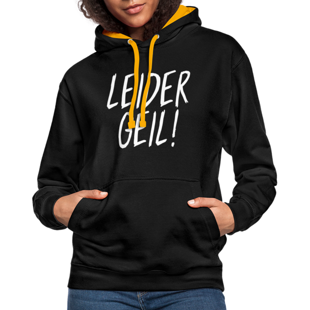 Leider Geil Lustiger Kontrast-Hoodie - Schwarz/Gold