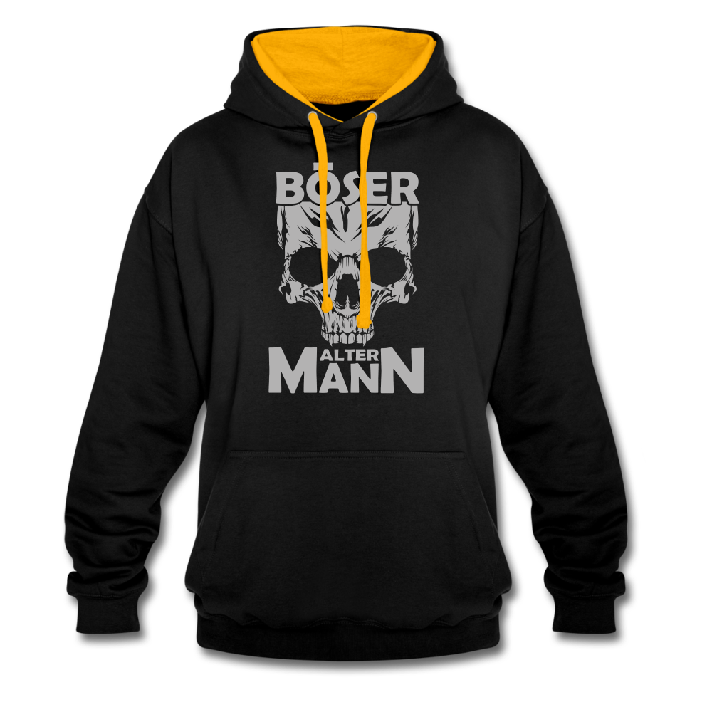 Totenkopf Böser Alter Mann Lustiger Kontrast-Hoodie - Schwarz/Gold