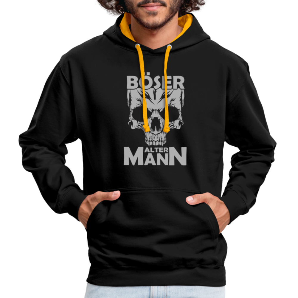 Totenkopf Böser Alter Mann Lustiger Kontrast-Hoodie - Schwarz/Gold