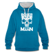 Totenkopf Böser Alter Mann Lustiger Kontrast-Hoodie - Pfauenblau/Grau meliert