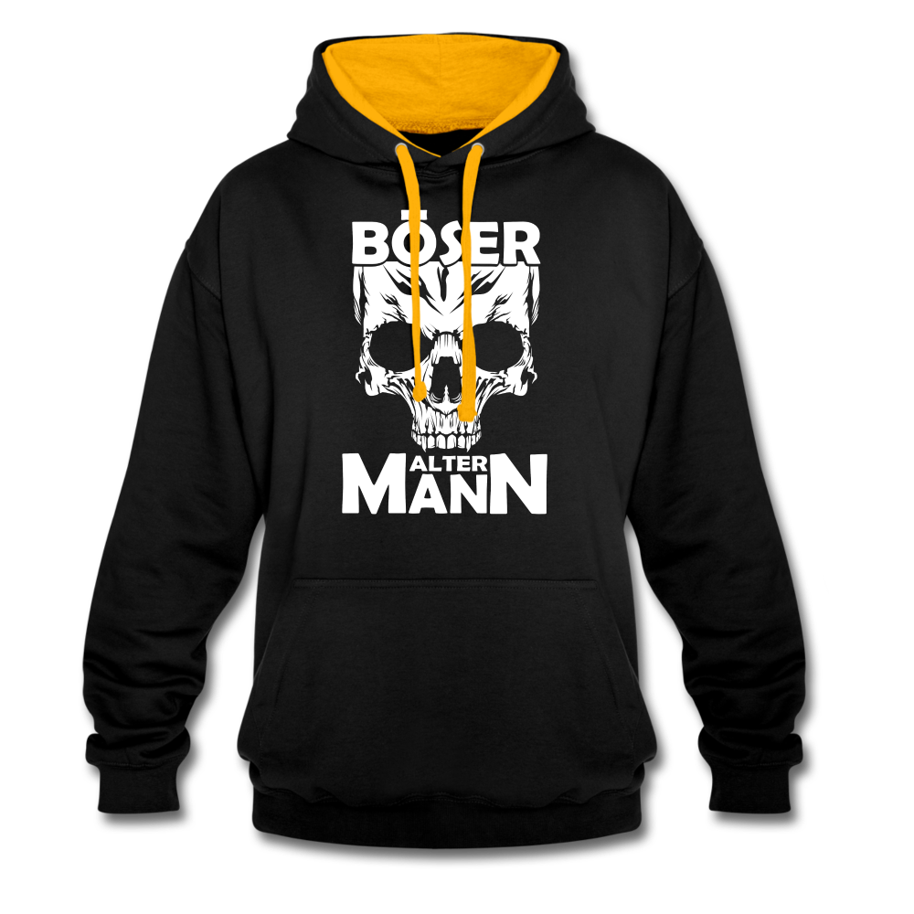 Totenkopf Böser Alter Mann Lustiger Kontrast-Hoodie - Schwarz/Gold