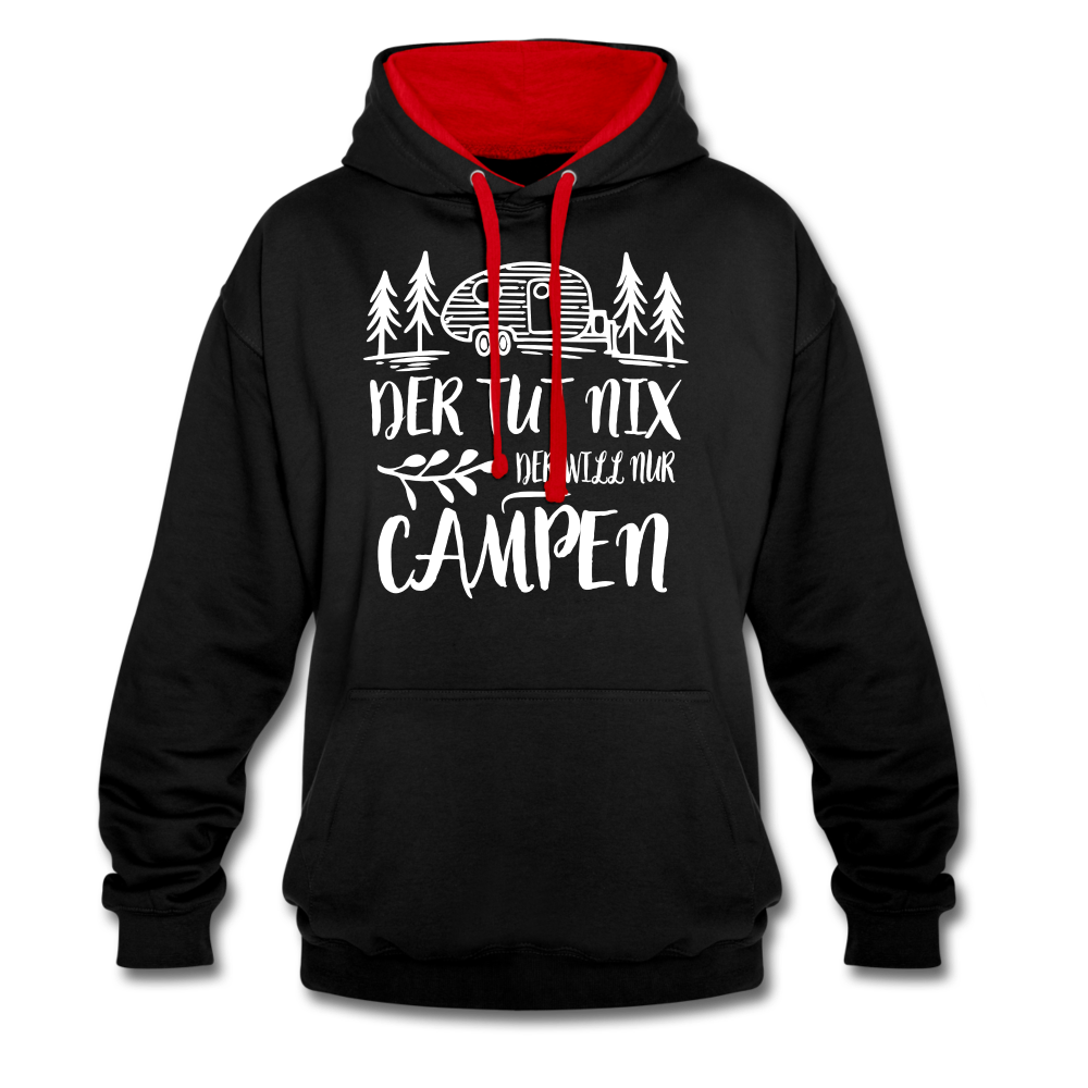 Camping Womo Der Tut Nix Der Will Nur Campen Camper Kontrast-Hoodie - Schwarz/Rot