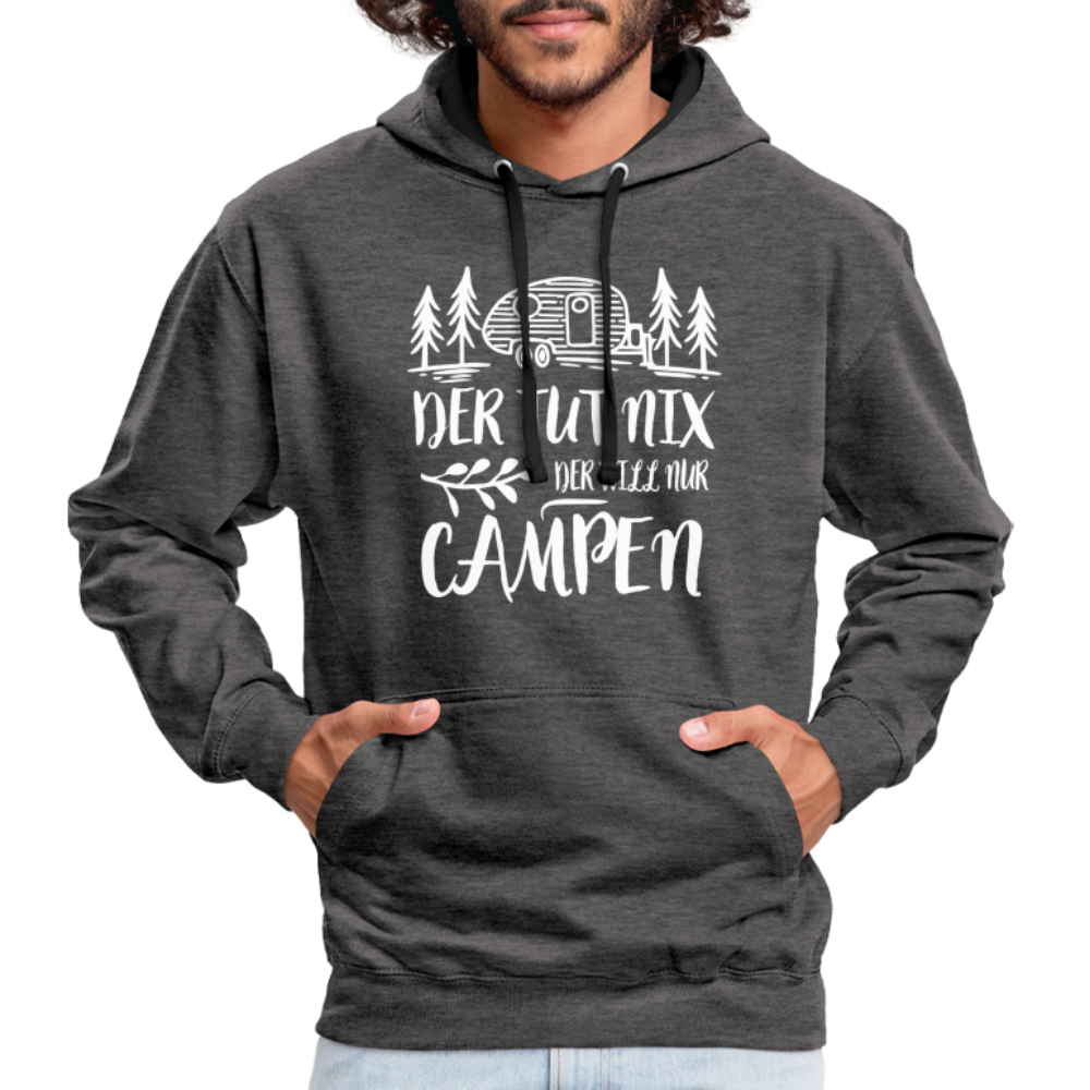 Camping Womo Der Tut Nix Der Will Nur Campen Camper Kontrast-Hoodie - Anthrazit/Schwarz