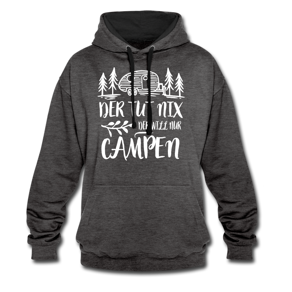 Camping Womo Der Tut Nix Der Will Nur Campen Camper Kontrast-Hoodie - Anthrazit/Schwarz