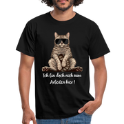 Faule Coole Katze - Bin nicht doch zum arbeiten hier Lustiges T-Shirt - Schwarz