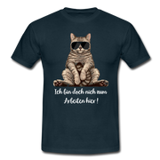 Faule Coole Katze - Bin nicht doch zum arbeiten hier Lustiges T-Shirt - Navy