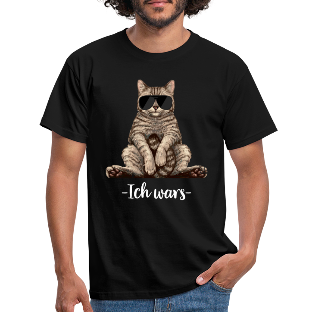 Faule Coole Katze - ICH WARS Lustiges T-Shirt - Schwarz