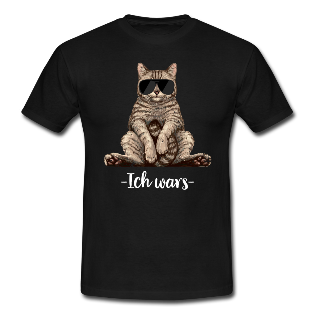 Faule Coole Katze - ICH WARS Lustiges T-Shirt - Schwarz