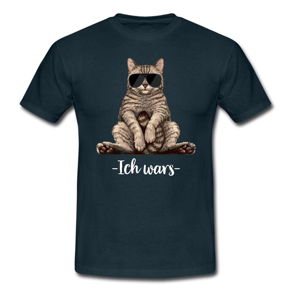 Faule Coole Katze - ICH WARS Lustiges T-Shirt - Navy