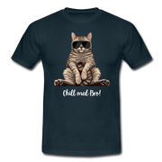 Faule Coole Katze - Chill mal BRO! Lustiges T-Shirt - Navy