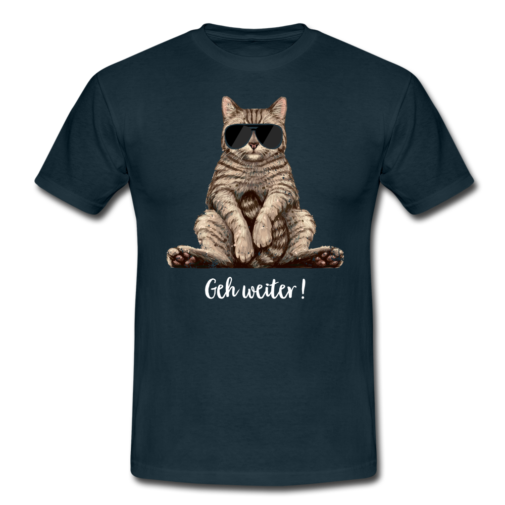 Faule Coole Katze - geh weiter! Lustiges T-Shirt - Navy