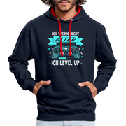 Gamer Gaming Zocken Ich werd nicht älter ich LEVEL UP! Kontrast-Hoodie - Navy/Rot