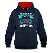 Gamer Gaming Zocken Ich werd nicht älter ich LEVEL UP! Kontrast-Hoodie - Navy/Rot