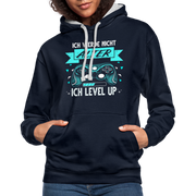 Gamer Gaming Zocken Ich werd nicht älter ich LEVEL UP! Kontrast-Hoodie - Navy/Grau meliert