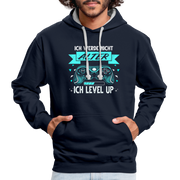 Gamer Gaming Zocken Ich werd nicht älter ich LEVEL UP! Kontrast-Hoodie - Navy/Grau meliert