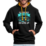 Gamer Gaming Zocken Ich werd nicht älter ich LEVEL UP! Kontrast-Hoodie - Schwarz/Gold