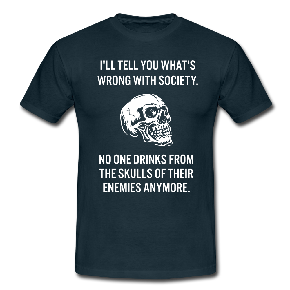 Totenkopf mit lustigen englischen Spruch Sarkasmus T-Shirt - Navy
