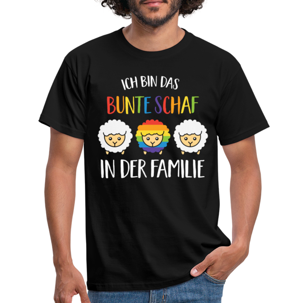 Regenbogen - Ich bin das bunte Schaf in der Familie T-Shirt - Schwarz