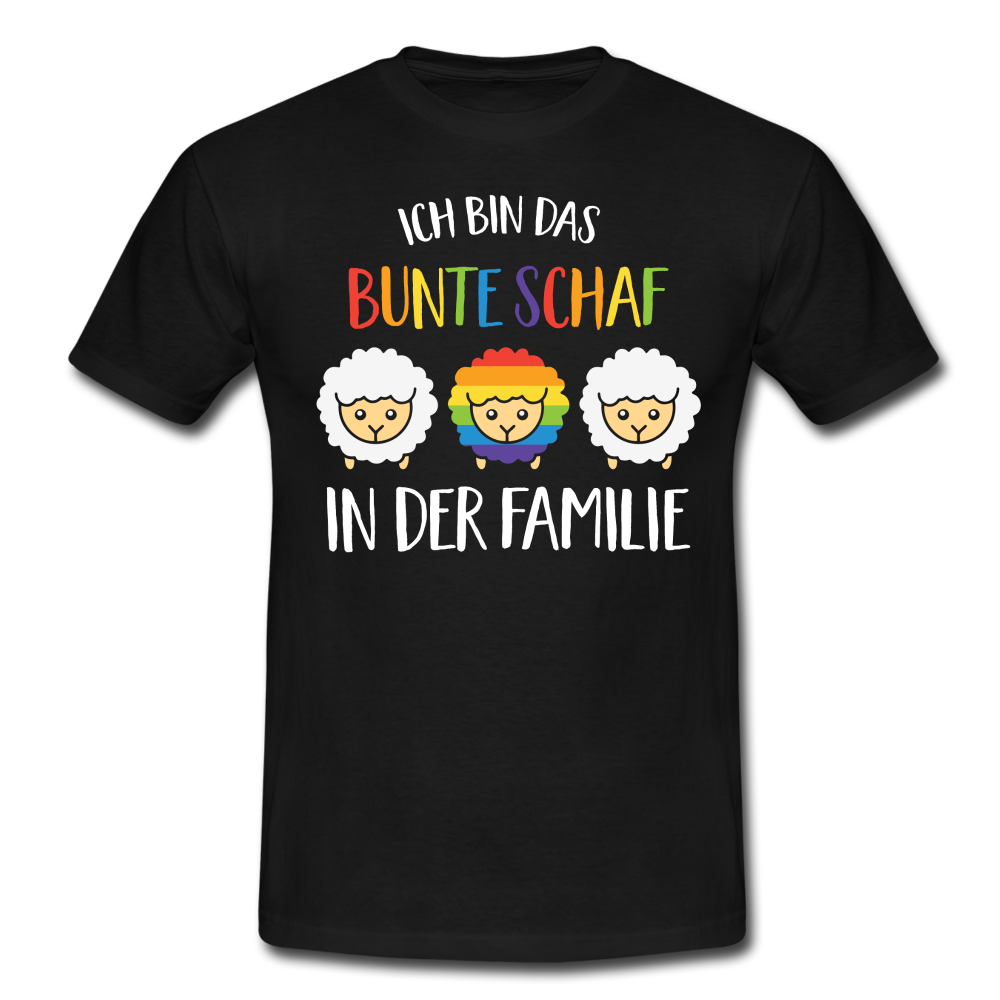 Regenbogen - Ich bin das bunte Schaf in der Familie T-Shirt - Schwarz