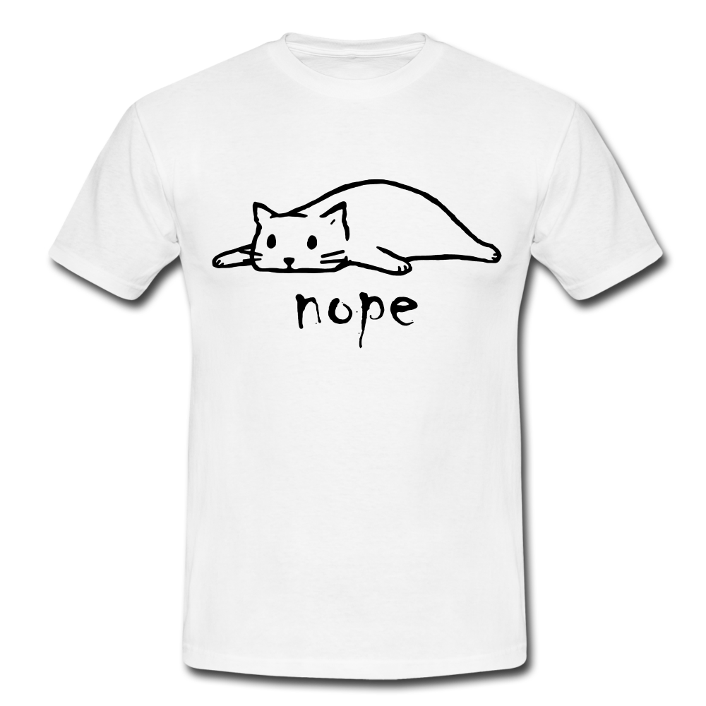 Faule Katze NOPE Lustiges T-Shirt Geschenk Katzenliebhaber - Weiß