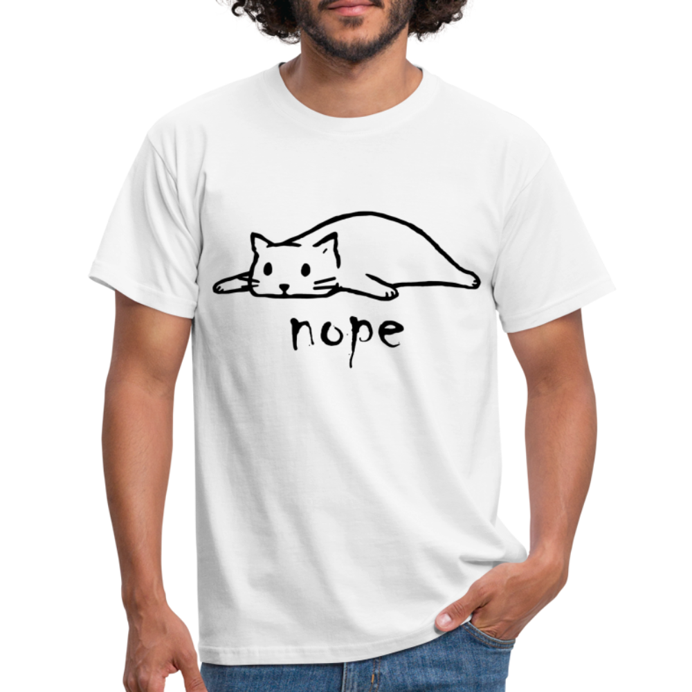 Faule Katze NOPE Lustiges T-Shirt Geschenk Katzenliebhaber - Weiß