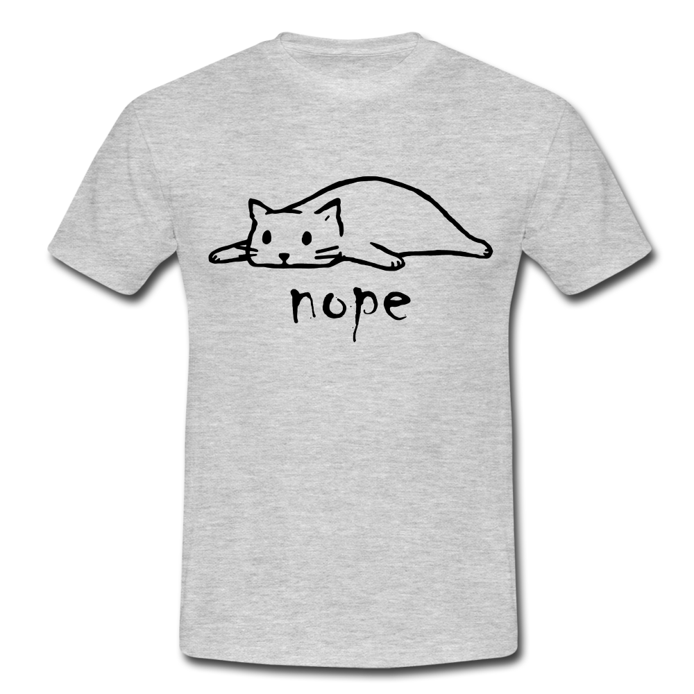 Faule Katze NOPE Lustiges T-Shirt Geschenk Katzenliebhaber - Grau meliert