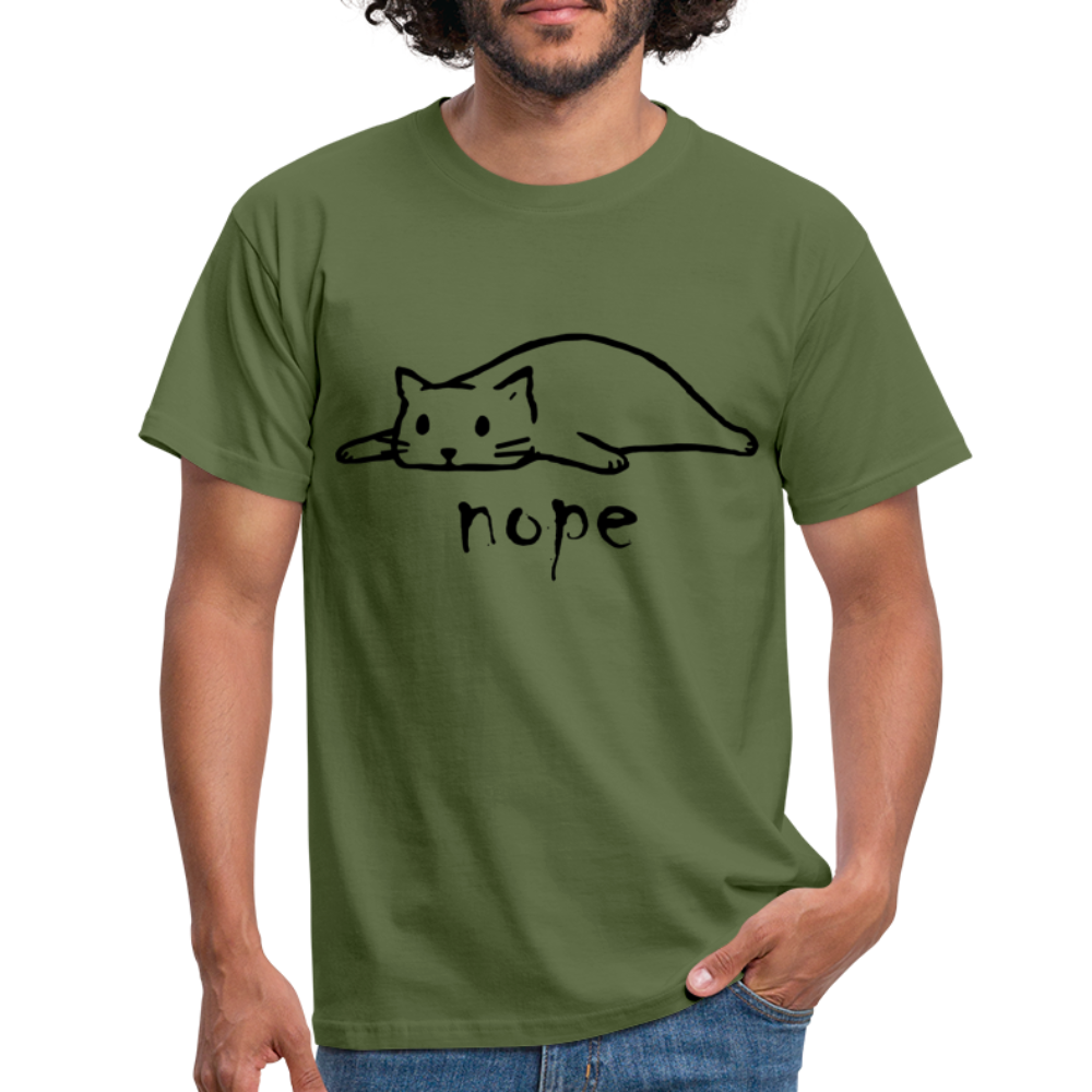 Faule Katze NOPE Lustiges T-Shirt Geschenk Katzenliebhaber - Militärgrün