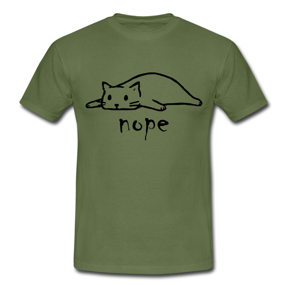 Faule Katze NOPE Lustiges T-Shirt Geschenk Katzenliebhaber - Militärgrün