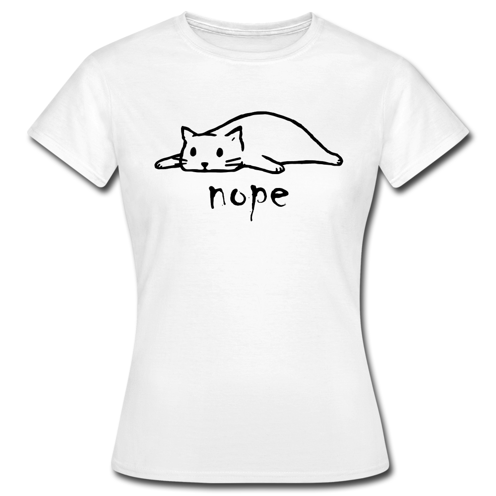 Faule Katze NOPE Lustiges Frauen T-Shirt Geschenk Katzenliebhaber - Weiß