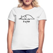Faule Katze NOPE Lustiges Frauen T-Shirt Geschenk Katzenliebhaber - Weiß