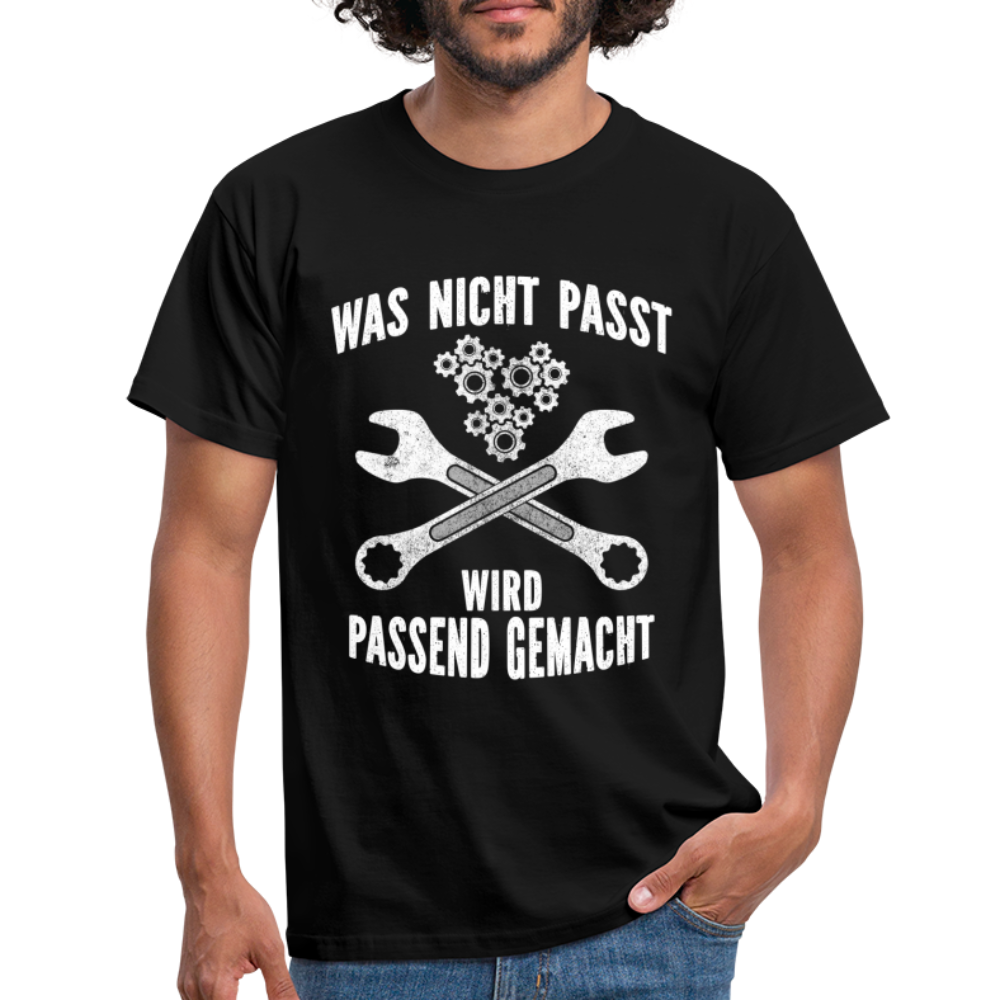 Mechaniker Mechatroniker Geschenk T-Shirt Was Nicht passt wird passend gemacht - Schwarz