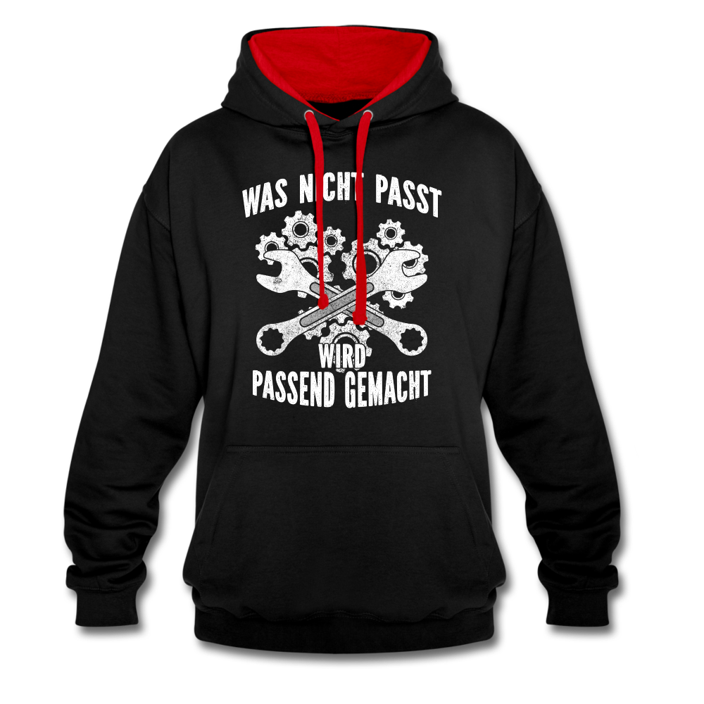 Mechaniker Mechatroniker Geschenk - Was Nicht passt wird passend gemacht Kontrast-Hoodie - Schwarz/Rot