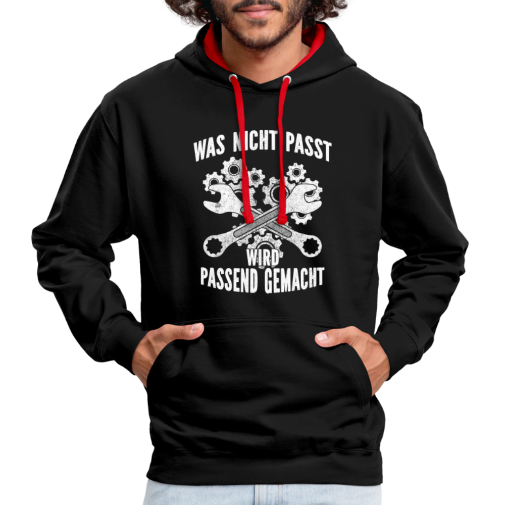 Mechaniker Mechatroniker Geschenk - Was Nicht passt wird passend gemacht Kontrast-Hoodie - Schwarz/Rot