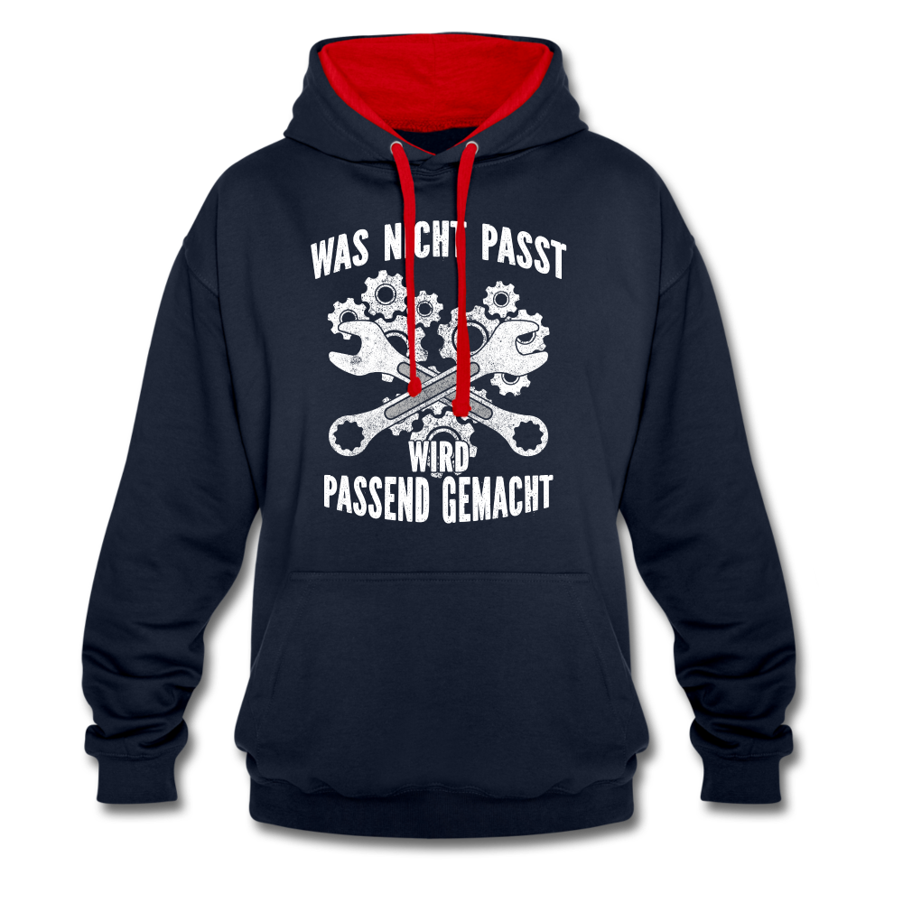 Mechaniker Mechatroniker Geschenk - Was Nicht passt wird passend gemacht Kontrast-Hoodie - Navy/Rot