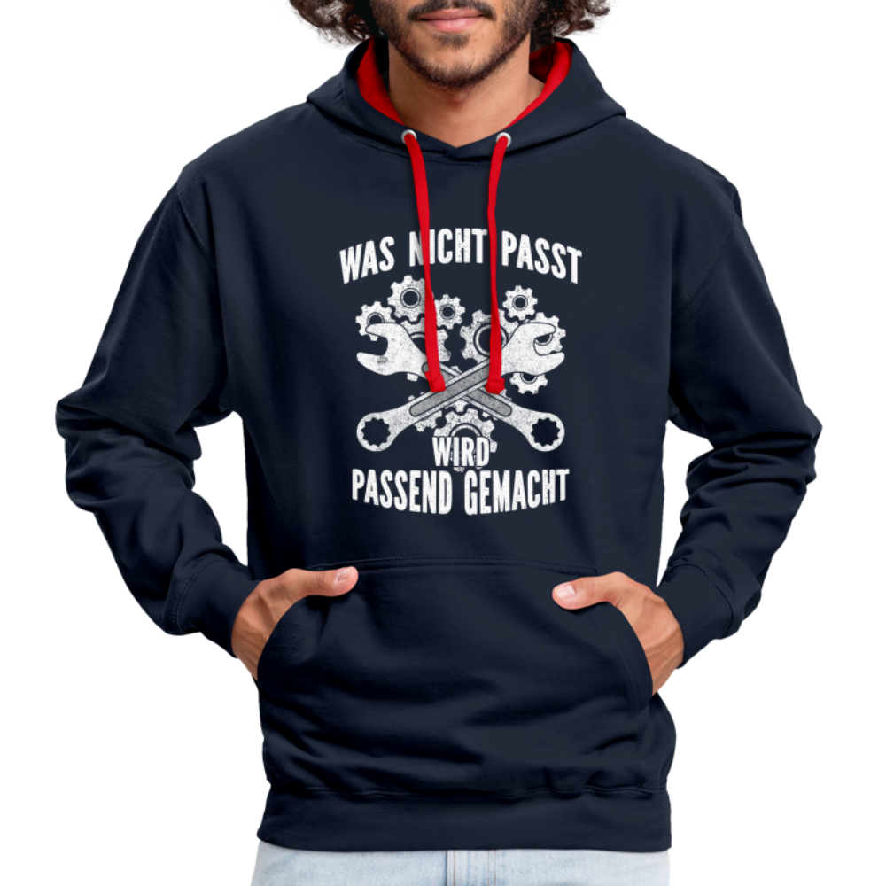 Mechaniker Mechatroniker Geschenk - Was Nicht passt wird passend gemacht Kontrast-Hoodie - Navy/Rot