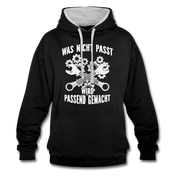 Mechaniker Mechatroniker Geschenk - Was Nicht passt wird passend gemacht Kontrast-Hoodie - Schwarz/Grau meliert