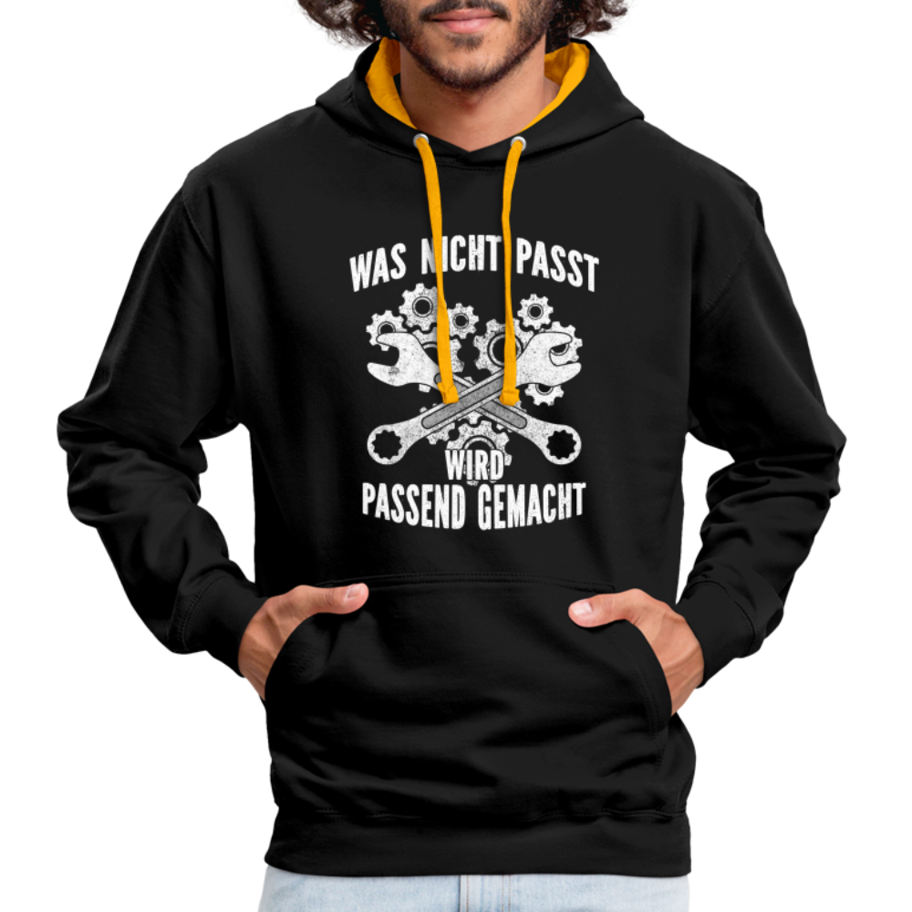 Mechaniker Mechatroniker Geschenk - Was Nicht passt wird passend gemacht Kontrast-Hoodie - Schwarz/Gold