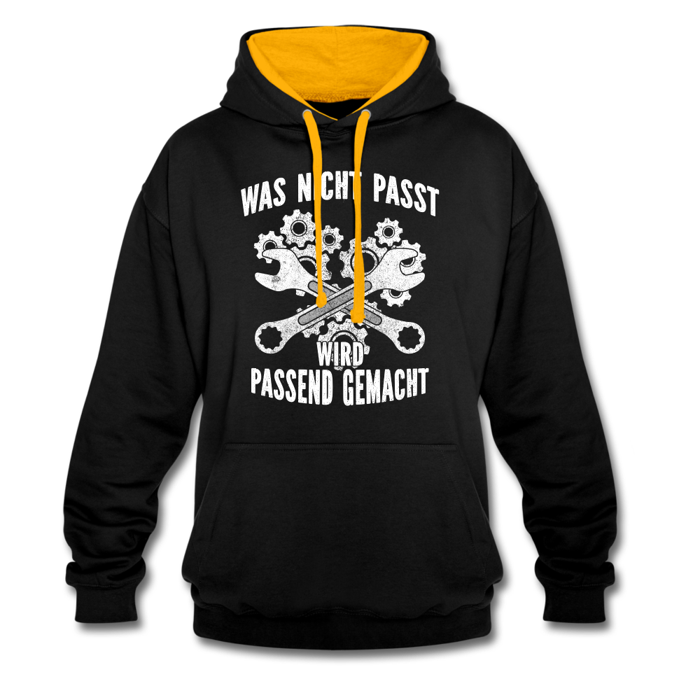 Mechaniker Mechatroniker Geschenk - Was Nicht passt wird passend gemacht Kontrast-Hoodie - Schwarz/Gold