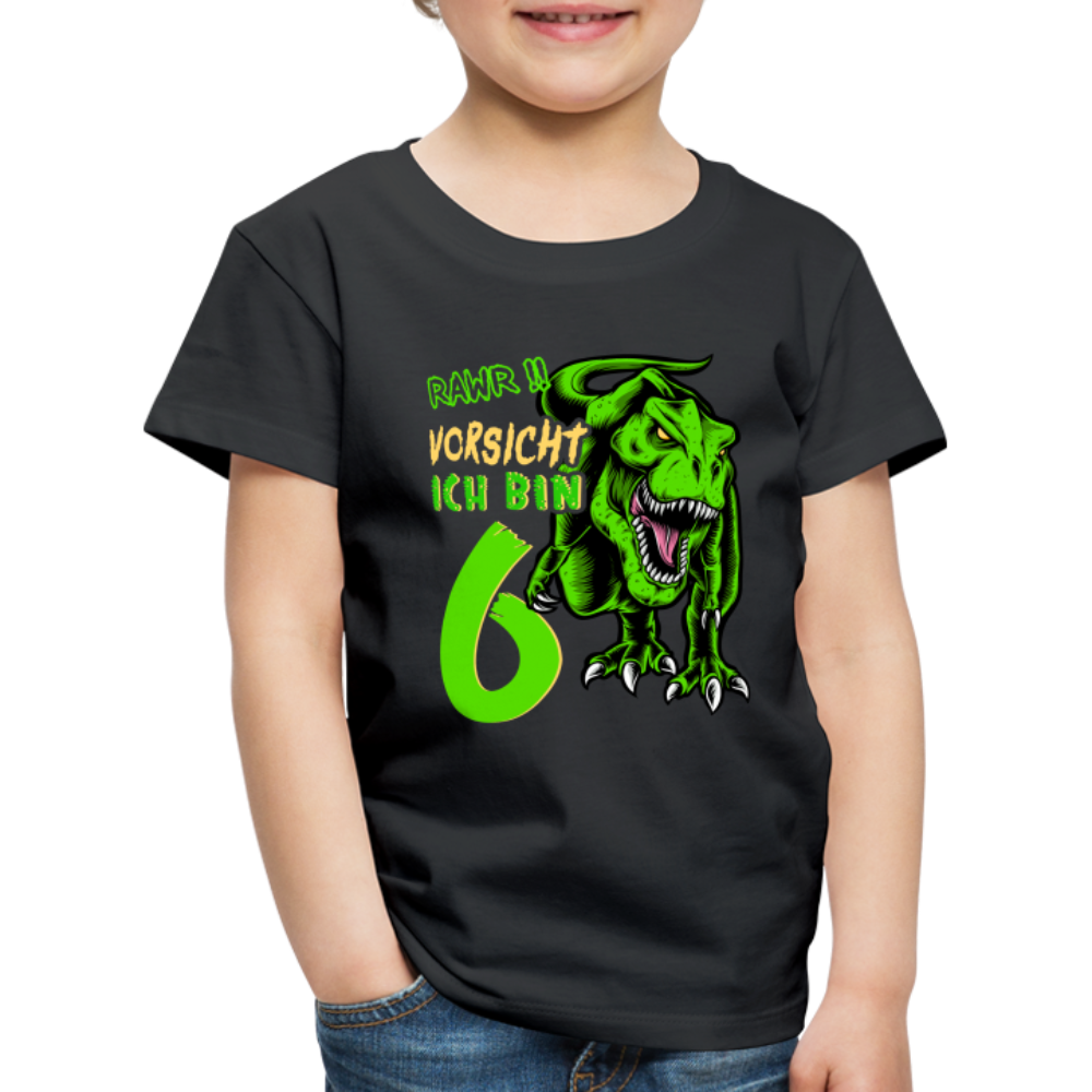 6. Kinder Geburtstag Geschenk Dinosaurier T-Rex Ich bin 6 Kinder Premium T-Shirt - Schwarz