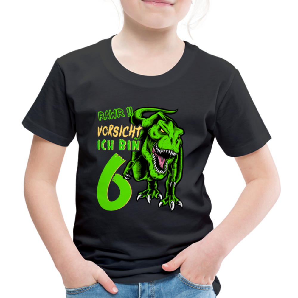 6. Kinder Geburtstag Geschenk Dinosaurier T-Rex Ich bin 6 Kinder Premium T-Shirt - Schwarz