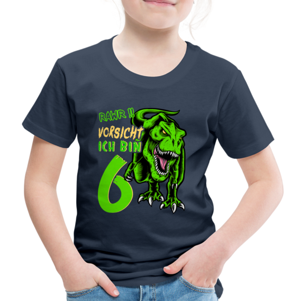 6. Kinder Geburtstag Geschenk Dinosaurier T-Rex Ich bin 6 Kinder Premium T-Shirt - Navy